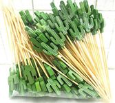 AILEXI Cocktail Sticks 100 Counts Wooden Toothpicks Party Supplies Frill Finger Food Fruits Sandwich Nibbles - Green Cactus