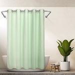 River dream Hotel Grade No Hooks Needed Shower Curtain with Snap in Liner,Water Repellent, Machine Washable (Green Light, 71"x74"(W/Liner))