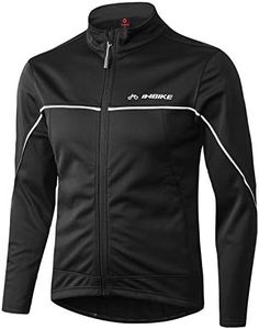 INBIKE Men's Cycling Jacket, Winter Fleece Thermal Windproof Soft Shell Wind Coat Black Large