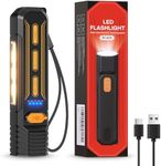 GEARLITE Led Torch Rechargeable, 6 Modes Work Torch with COB & Red Light,Waterproof Small Torch for Workshop, Car, Emergency, Outdoor [Energy Class A+++]