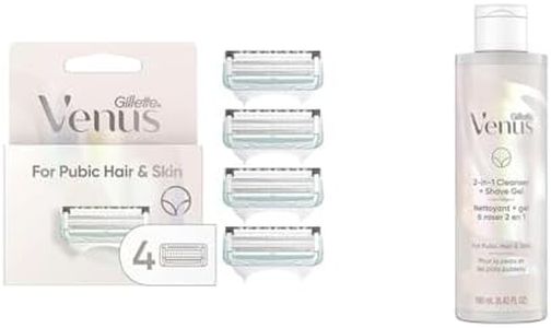 Gillette Venus for Bikini Pubic Hair and Skin, Womens Razors (4 Razor Blade Refills) + 2 in 1 Cleanser and Shave Gel (190 mL)