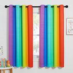 PONY DANCE Rainbow Blackout Curtains for Windows - Thermal Curtains Privacy Protection Sunlight Block Curtains for Nursery Living Room, 2 Panels, 52 x 63-Inch