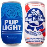 Nestpark Pup Light and Pups Blue Rubbin - Beer Dog Toys - Funny Dog Toys - Plush Squeaky Cute Dog Gifts for Dog Birthday - Cool Stuffed Parody Dog Toys (2 Pack) (Mix)