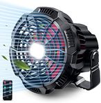 Portable Fan Camping Fan for Tents, 25 Hours Work-time Camping Lantern Ceiling Tent Fan Desk Fan with 7800mAh Power Bank, Clip and Remote, Usb Rechargeable Fan for Hiking, BBQ,Hunting, Hurricane