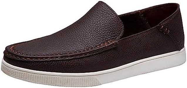 JOUSEN Men's Loafers & Slip-ons Leather Mens Casual Shoes, Leather-brown-3047a, 10.5
