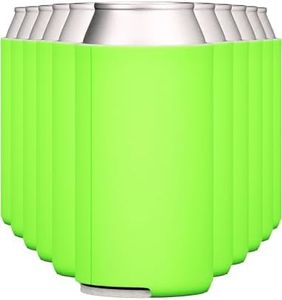 TahoeBay Slim Can Cooler Sleeves (12-Pack) Skinny Tall Cans 12 Oz Bulk Thin Seltzer Fit Sublimation Blanks for Vinyl Plain Blank Foam Beer Bottles Black White Assorted Solid Set (Lime Green)