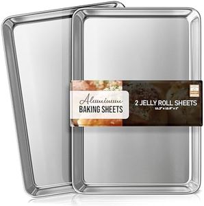 Eatex Aluminum Baking Sheet Set, 2 Pack Cookie Sheet Set, 10" x 15" Jelly Roll Baking Pan Set, Cookie Sheets for Baking Nonstick, Quality Baking Pans Set, Steel Baking Sheets for Oven, Jelly Roll Pan