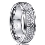 VAKKI Polished Tungsten Rings 8mm Width Celtic Knot Wedding Bands for Men Women Size Z+1