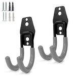 2 Pack Garage Storage Utility Hooks，Garage Garden Tool Organizer，Steel Wall Mount Hooks, Garden Small U Hooks (Black) (Type O-Gray)