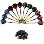 accmor 12 Pcs Soft Tip Darts, 14g Plastic Tipped Dart, Attach Extra 36 Black 2BA Tips, Soft Tip Darts for Electronic/Plastic Dartboard.