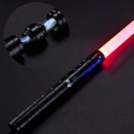 Lightsaber Fx Dueling Force 15 RGB Colors Type-C Metal Hilt Rechargeable 4 Modes Force Fx Dueling Light Saber Lightsaber Gifts for Boyfriend Girlfriend and Adults（Black）