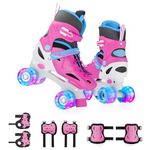 Lifelong Kids Adjustable Skating Shoes with LED Lights – Inline Roller Skating with Adjustable Size, Playful Lighting with Safety Pads, 1 Pair of Skates, Durable Frame – (Pink, Euro Size 34-37, M)