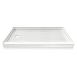 iBath Shower Base, 60" L*30" W Single Threshold Shower Pan with Non-Slip Texture. CSA Fiberglass Left Drain Shower Base for Alcove Wall installations.