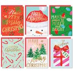 Christmas Cards Set - 24 Gold Foil Holiday Cards with Red Envelopes – 6 Assorted Designs featuring Traditional Yuletide Images! Bulk Greeting and New Years Cards - 4.25”x5.75”