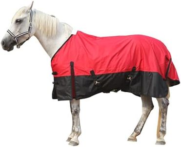 Gallopoff 600 Denier Rip-Stop Horse Rain Sheet Lightweight Waterproof and Breathable Turnout Horse Blanket (No Fill) Red/Black 69