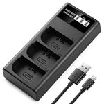 ENEGON LP-E6 Battery Charger Triple Slot LCD USB Charger Compatible with Canon EOS R6 R5 R 80D, 70D, 60D, 60Da, EOS 5D Mark II, DS Mark III, 5D Mark IV, 5DS, 5DS R, 6D, 7D, 7D Mark II