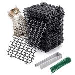 12PCS Cat Scat Mat with Spikes, Cat Animal Spikes Repellent Deterrent Mat Plant Prickle Strip Dig Stopper with 12 Nails and 20 Cable Ties for Indoor Outdoor Garden Fence(20*15.5cm)