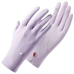 amokk 2 Pairs Sunblock UV Protection Gloves for Women Wrist Length Non-slip Driving Gloves (Purple)