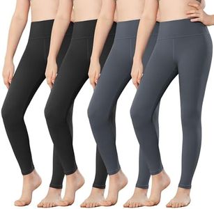 Stelle Girls Leggings Yoga Pants Youth Athletic Dance Running Active Tights Pack (2BK+2CR, 8-9 Years)