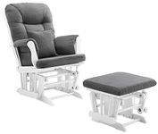 Angel Line Monterey Glider & Ottoman, White Finish - Dark Grey Cushion