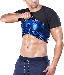 Camiseta Reductora Hombre Adelgazante Traje Sauna Mujer para Sudar Fajas Reductoras Adelgazantes Anticelulíticas Camiseta Deporte de Manga Corta para Gimnasio Fitness Correr, Hombre, XXL