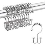 DadyMart Shower Curtain Hooks Rust Resistant Shower Curtain Rings Metal Double Glide Rollers Shower Hooks for Bathroom Shower Curtain Rods Curtains, Set of 12, Chrome