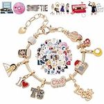 TS Charm Bracelet with Number 13 Temporary Tattoos, 1989 Bracelet, Lover Bracelet, Bracelets Eras Tour Kids Girls, Eras Tour Friendship Bracelets, TS merch Jewelry Accessories for Oufit Shirt Costume, Small, Metal, charms