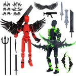 Audasi T13 Action Figure 2 PCS t13 Action Figure Already Assembled Lucky 13 Robot Toy 3D Printed Multi-Jointed Movable Kids' Play Dummy 13 Action Figures with Replaceable Hands and Weapons