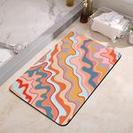 YISUMEI Bathroom Mat, Non-Slip Super Absorption Bath Carpet with Rubber Backing, Fit Under Bathroom Doormat Floor Rugs for Shower Buthtub,17"x24",Modern Colorful Lines