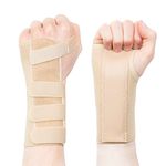 Actesso Tri-Weave Wrist Support Splint Brace - Relieves Pain from Carpal Tunnel, Fractures, Sprains and Joint Pain (Beige, Medium Right)