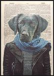 Parksmoonprints Black Labrador Print Vintage Dictionary Page Wall Art Picture Dog Lab In Clothes