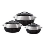 SQ Professional Fiesta Insulated Casserole Set 3pc 1-1.5-2.5L (Black-Silver)