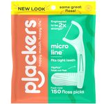 Plackers Micro Mint Dental Flossers, Fresh Mint Flavor, Fold-Out Toothpick, Super Tuffloss, Easy Storage with Sure-Zip Seal, 150 Count