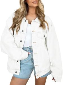 AUTOMET Women's Button Down Oversized Jeans Jacket with Pockets