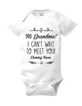 cute & funny Hi Grandma! I can't wait to meet you! Coming Soon - surprise baby onesie grandmother birth announcement, White, Newborn Bodysuit