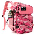 QT&QY 25L Military Tactical Backpacks For Women CCW Army Laser cut Molle Daypack small EDC Bug Out Bag Gym Rucksack With Dual Cup Holders medical Rucksack Pink Camo