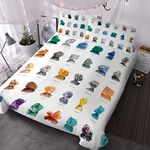 Blessliving 3D Colorful Crystal Duvet Cover Set Gemstone Mineral Collection Pattern Printed Bedding Duvet Cover with Zipper Closure 3 Pieces Soft Comforter Cover (Full)