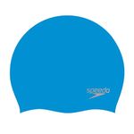 Speedo Unisex Plain Moulded Silicone Swimming Cap | Tried and Trusted, Blue/Silver, One Size