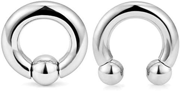 Cisyozi 10G 8G 6G 4G 2G 0G 00G Septum Rings Ear Gauges Earrings Hoops 316L Surgical Steel PA Ring Internally Threaded Horseshoe Spring Action Captive Bead Ring CBR Body Piercing Jewelry for Women Men,