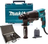Makita HR2630 SDS+ Hammer Drill 240V + 17Pc SDS + Drill Bit Set & Keyless Chuck