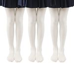 EVERSWE 3-Pack Girls Microfiber Tights Multiple Colors 40Den (Cream, 11-13 Years)