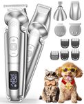 oneisall Small Dog Clippers and Paw Trimmer with Low Noise, 4 - in - 1 Cordless Dog Grooming Kit with 3 - Level Speed Clippers (7000 RPM) for Grooming Thick Hair, Waterproof Shaver for Dogs and Cats