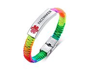 VNOX Medical Alert Emergency Jewelry-Epilepsy Braided Nylon Colorful Rope Cuff Bangle Bracelet for Men Women