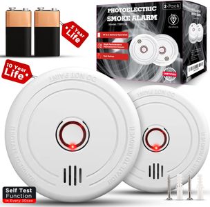 2-Pack 10-Year Smoke Alarms – Long-Life Battery Fire Detectors