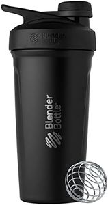 BlenderBottle Strada Twist Cap Shaker Cup Insulated Stainless Steel Water Bottle with Wire Whisk, 24-Ounce, Black