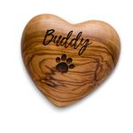 The Laser Engraving Company Pet Memorial Olive Wood Heart, Dog or Cat Paw Print, Pet Sympathy Gift, Personalised Animal Loss Keepsake, Dog Lover Gift, Animal Remembrance