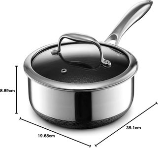 HexClad Hybrid Nonstick Saucepan, 2L – Stainless Steel Cookware