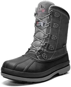 NORTIV 8 Men's 170390-M Grey Black Insulated Waterproof Work Winter Snow Boots Size 12 M US