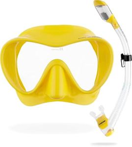 Cressi F1 Dry Set Frameless Single Lens Diving Mask Dry Top Snorkel Diving Snorkeling Set, Adult-Unisex, Yellow