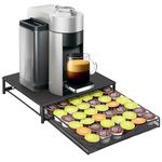 Vinsani 36 Capsules Coffee Pod Storage with Sliding Drawer- Non Slip Surface Stackable Holder Organiser Box Coffee Machine Stand Capsules Tray for Dolce Gusto Coffee Pods - Black